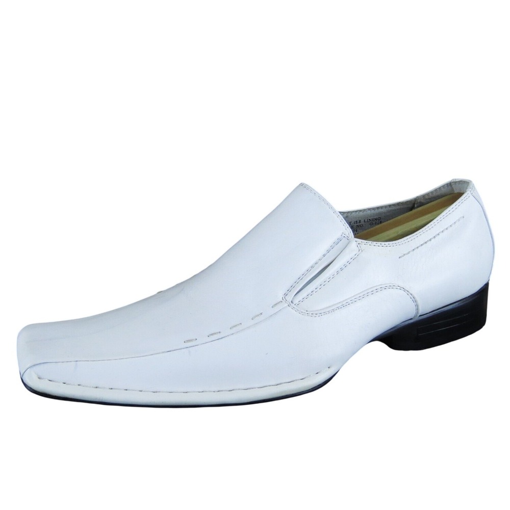 Bonafini Men's  Loafer‎ White Leather Size 9.5 Medium Gently Used 2025